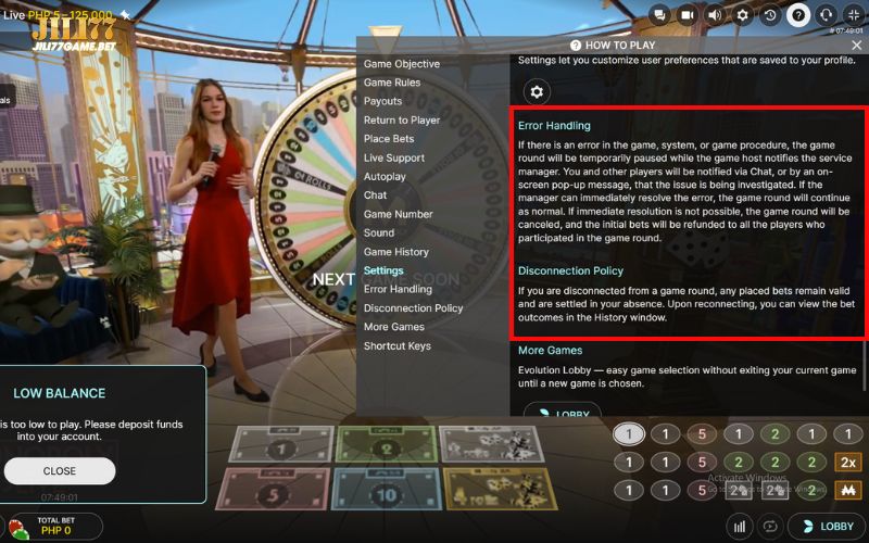 Monopoly Live 11 error-handling-disconnection-policy