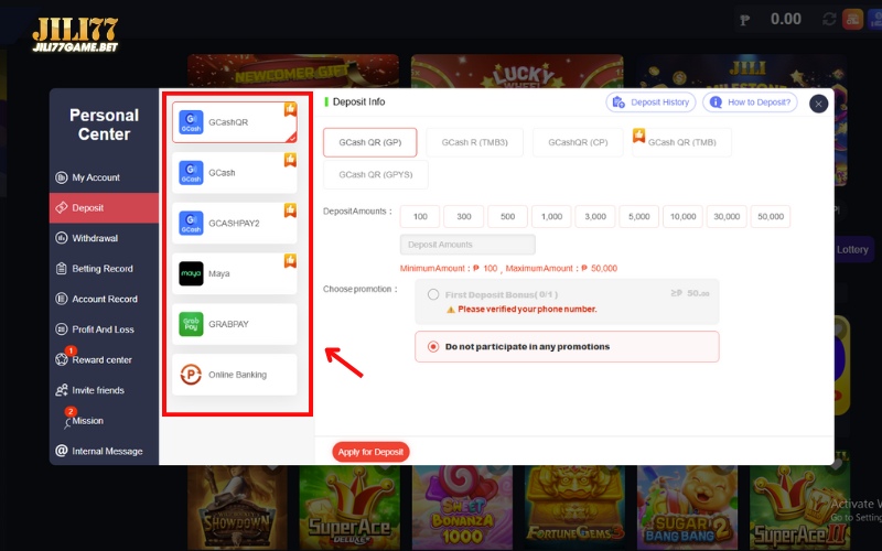 Deposit Guide Jili77 2 choose-your-deposit-method