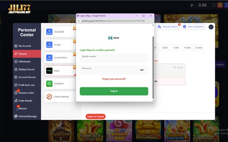 Deposit Guide Jili77 7 enter-account-information