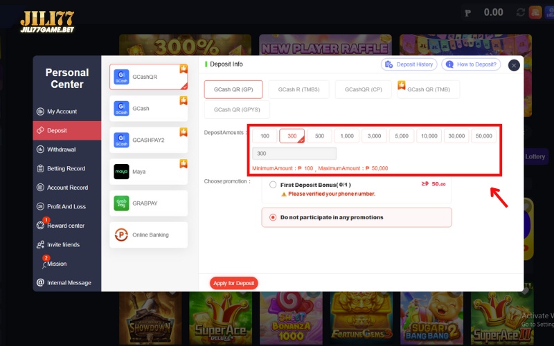 Deposit Guide Jili77 3 enter-the-amount-you-want-to-deposit